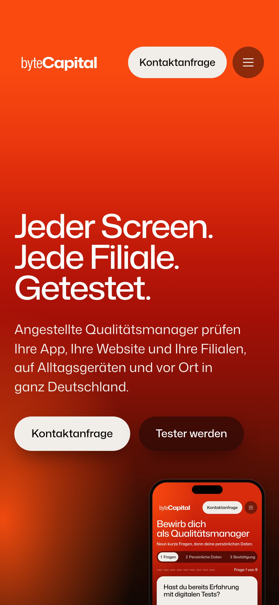Startseite von byteCapital auf einem iPhone